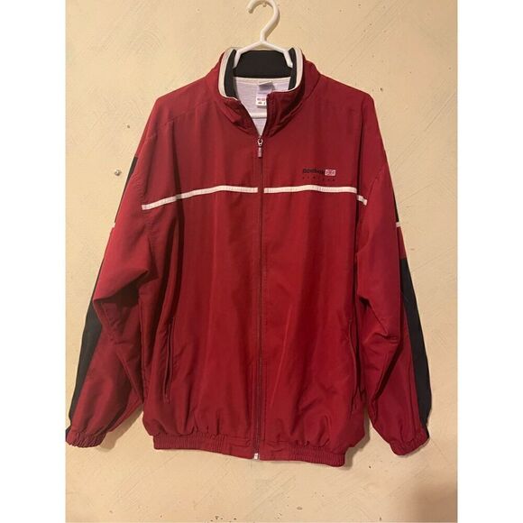 VTG Reebok Classic Mens Running Track Jacket British Flag Spellout 90’s Sz L - Picture 2 of 16
